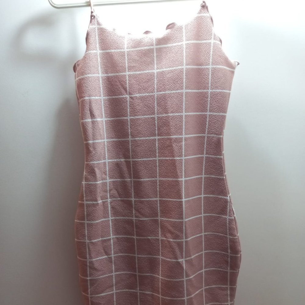 Pink and White Bodycon Dress